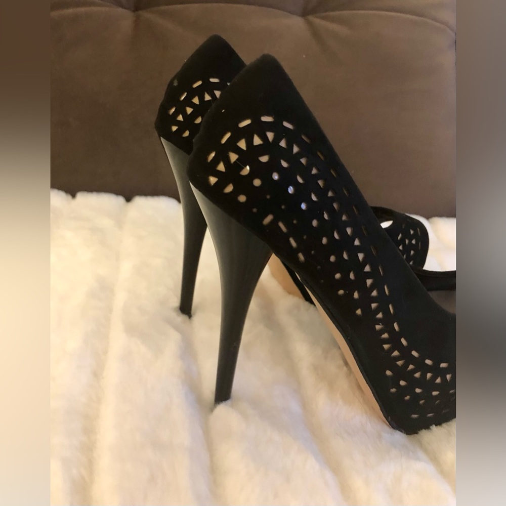 {Excellent} Sole Society | Peep Toe Stilettos Platform Heels | Kaitlyn | Black - Picture 7 of 8